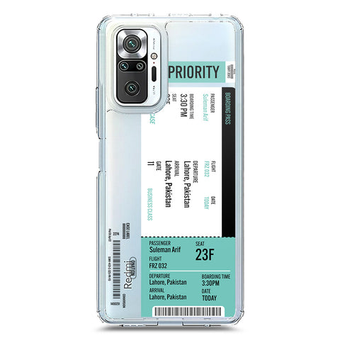 Xiaomi Redmi Note 10 Pro 4G Cover - Personalised Boarding Pass Ticket Series - Clear Phone Case - Soft Silicon Borders