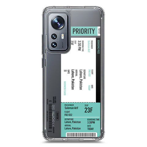 Xiaomi 12 Cover - Personalised Boarding Pass Ticket Series - Clear Phone Case - Soft Silicon Borders