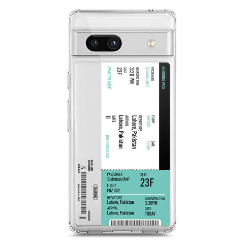 Google Pixel 7a Cover - Personalised Boarding Pass Ticket Series - Clear Phone Case - Soft Silicon Borders