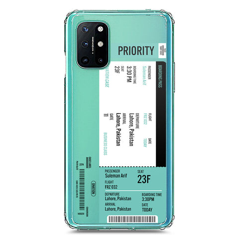 OnePlus 8T Cover - Personalised Boarding Pass Ticket Series - Clear Phone Case - Soft Silicon Borders