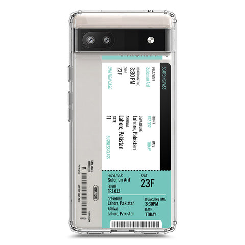 Google Pixel 6a Cover - Personalised Boarding Pass Ticket Series - Clear Phone Case - Soft Silicon Borders