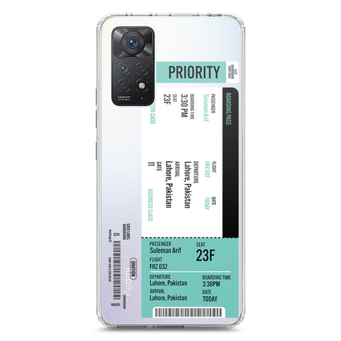 Xiaomi Redmi Note 11 Pro 5G Cover - Personalised Boarding Pass Ticket Series - Clear Phone Case - Soft Silicon Borders