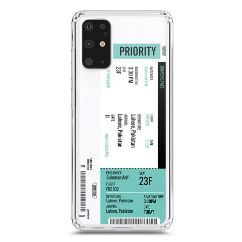 Samsung Galaxy S20 Plus Cover - Personalised Boarding Pass Ticket Series - Clear Phone Case - Soft Silicon Borders