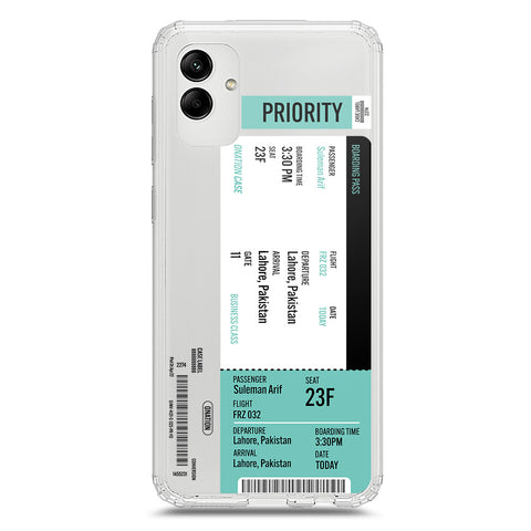 Samsung Galaxy M02s Cover - Personalised Boarding Pass Ticket Series - Clear Phone Case - Soft Silicon Borders
