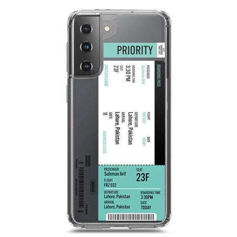 Samsung Galaxy S21 5G Cover - Personalised Boarding Pass Ticket Series - Clear Phone Case - Soft Silicon Borders