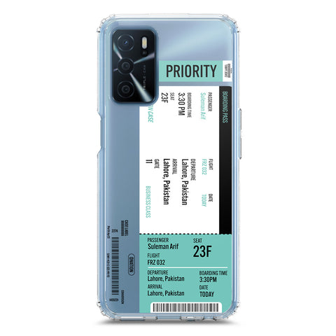 Oppo A55 5G Cover - Personalised Boarding Pass Ticket Series - Clear Phone Case - Soft Silicon Borders