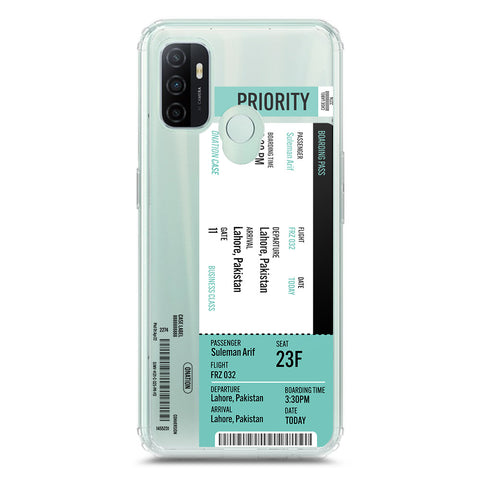 Oppo A53s Cover - Personalised Boarding Pass Ticket Series - Clear Phone Case - Soft Silicon Borders