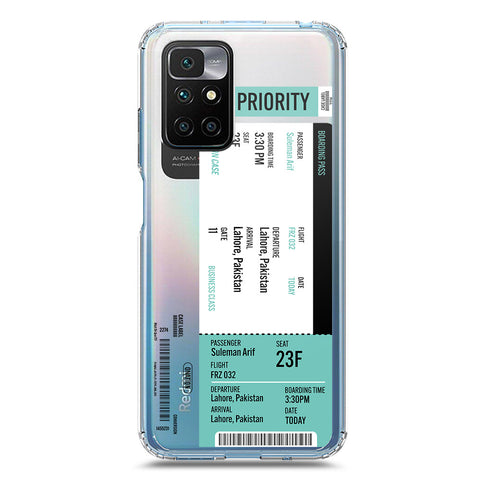 Xiaomi Redmi 10 Cover - Personalised Boarding Pass Ticket Series - Clear Phone Case - Soft Silicon Borders