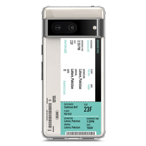 Google Pixel 7 Cover - Personalised Boarding Pass Ticket Series - Clear Phone Case - Soft Silicon Borders