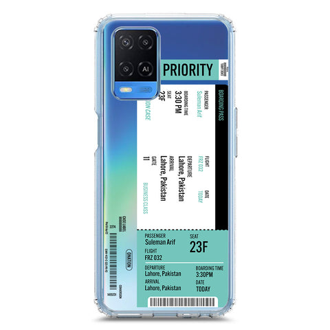 Oppo A54 4G Cover - Personalised Boarding Pass Ticket Series - Clear Phone Case - Soft Silicon Borders