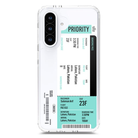 Samsung Galaxy A17 Cover - Personalised Boarding Pass Ticket Series - Clear Phone Case - Soft Silicon Borders