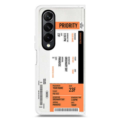 Samsung Galaxy Z Fold 4 5G Cover - Personalised Boarding Pass Ticket Series - Clear Phone Case - Soft Silicon Borders