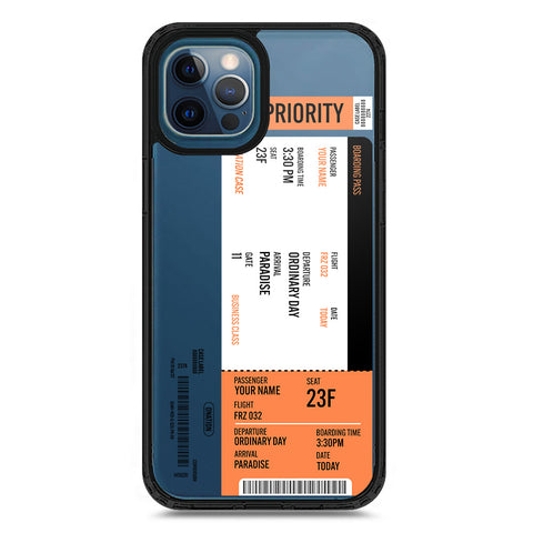 iPhone 12 Pro Max - Black - Cover - Personalised Boarding Pass Ticket Series - Clear Phone Case - Soft Silicon Borders