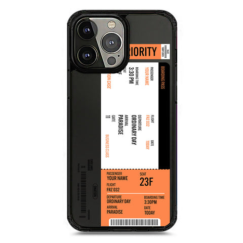 iPhone 13 Pro Max - Black - Cover - Personalised Boarding Pass Ticket Series - Clear Phone Case - Soft Silicon Borders