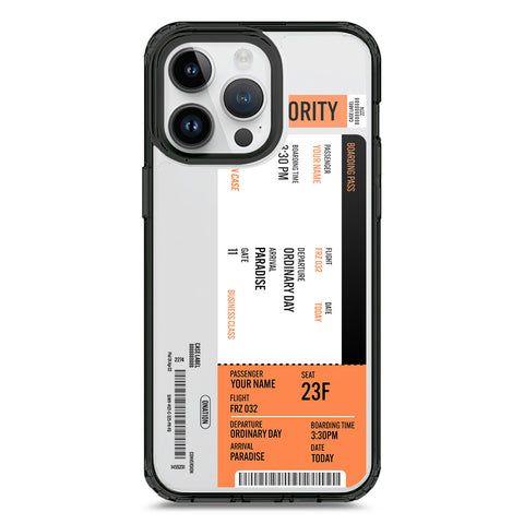 iPhone 15 Pro Max - Black - Cover - Personalised Boarding Pass Ticket Series - Clear Phone Case - Soft Silicon Borders