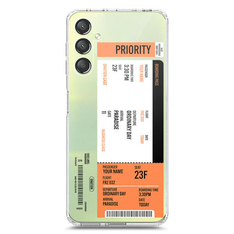 Samsung Galaxy A24 4G Cover - Personalised Boarding Pass Ticket Series - Clear Phone Case - Soft Silicon Borders