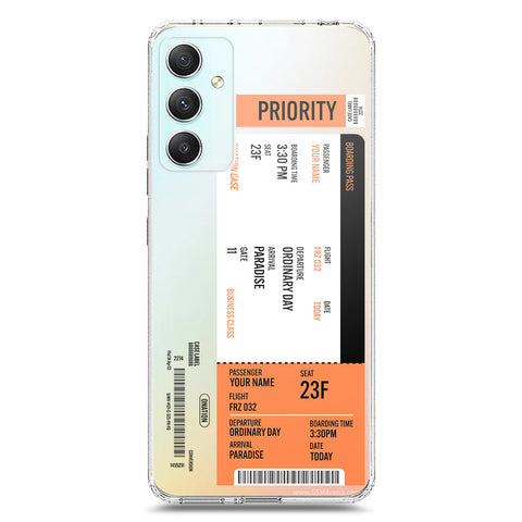 Samsung Galaxy A34 5G Cover - Personalised Boarding Pass Ticket Series - Clear Phone Case - Soft Silicon Borders