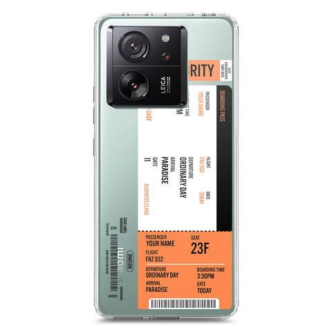 Xiaomi 13T Cover - Personalised Boarding Pass Ticket Series - Clear Phone Case - Soft Silicon Borders