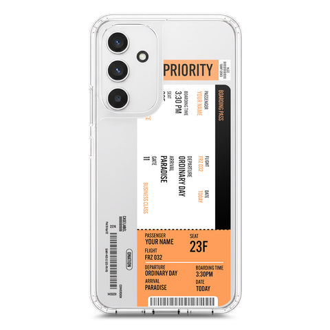 Samsung Galaxy A54 5G Cover - Personalised Boarding Pass Ticket Series - Clear Phone Case - Soft Silicon Borders