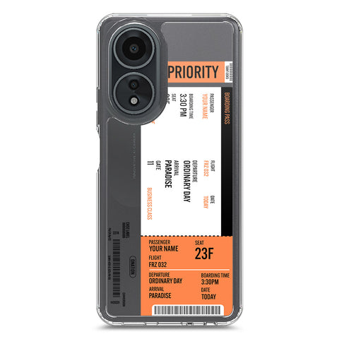 Oppo A58 4G Cover - Personalised Boarding Pass Ticket Series - Clear Phone Case - Soft Silicon Borders