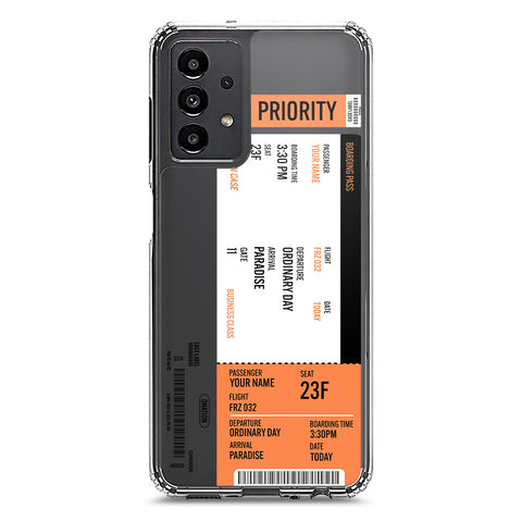 Samsung Galaxy A13 Cover - Personalised Boarding Pass Ticket Series - Clear Phone Case - Soft Silicon Borders