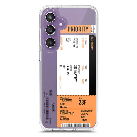 Samsung Galaxy S24 Plus Cover - Personalised Boarding Pass Ticket Series - Clear Phone Case - Soft Silicon Borders