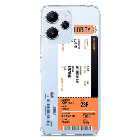 Xiaomi Redmi 12 Cover - Personalised Boarding Pass Ticket Series - Clear Phone Case - Soft Silicon Borders