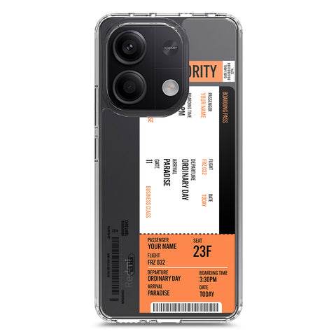 Xiaomi Redmi Note 13 Cover - Personalised Boarding Pass Ticket Series - Clear Phone Case - Soft Silicon Borders