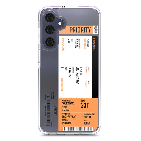 Samsung Galaxy A16 Cover - Personalised Boarding Pass Ticket Series - Clear Phone Case - Soft Silicon Borders
