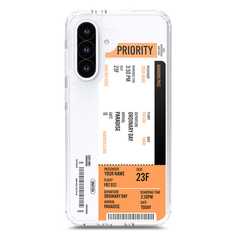 Samsung Galaxy A56 Cover - Personalised Boarding Pass Ticket Series - Clear Phone Case - Soft Silicon Borders