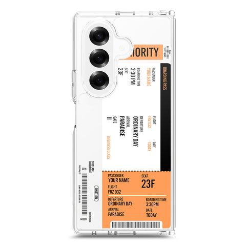 Samsung Galaxy Z Fold 7 Cover - Personalised Boarding Pass Ticket Series - Clear Phone Case - Soft Silicon Borders
