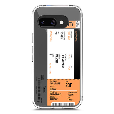 Google Pixel 9a Cover - Personalised Boarding Pass Ticket Series - Clear Phone Case - Soft Silicon Borders