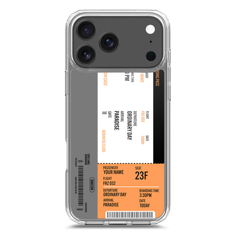 iPhone 17 Pro Max Cover - Personalised Boarding Pass Ticket Series - Clear Phone Case - Soft Silicon Borders