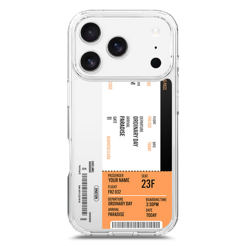 iPhone 17 Pro Cover - Personalised Boarding Pass Ticket Series - Clear Phone Case - Soft Silicon Borders