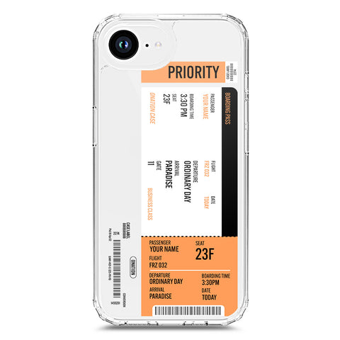 iPhone 16e Cover - Personalised Boarding Pass Ticket Series - Clear Phone Case - Soft Silicon Borders