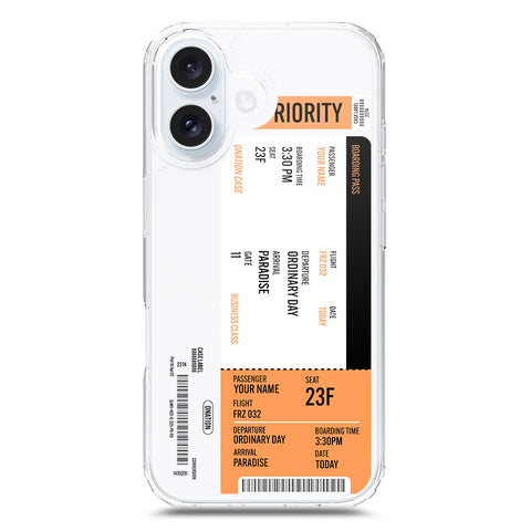 iPhone 17 Cover - Personalised Boarding Pass Ticket Series - Clear Phone Case - Soft Silicon Borders