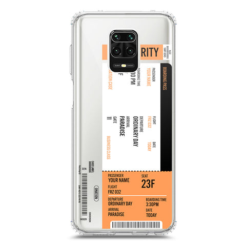 Xiaomi Redmi Note 9 Pro Max Cover - Personalised Boarding Pass Ticket Series - Clear Phone Case - Soft Silicon Borders