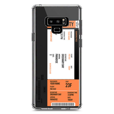 Samsung Galaxy Note 9 Cover - Personalised Boarding Pass Ticket Series - Clear Phone Case - Soft Silicon Borders