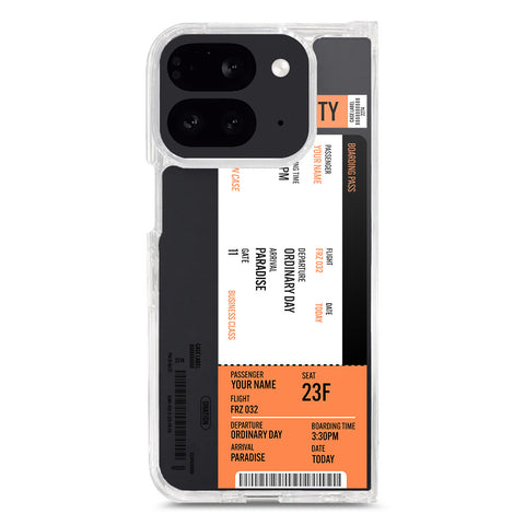 Google Pixel 9 Pro Fold Cover - Personalised Boarding Pass Ticket Series - Clear Phone Case - Soft Silicon Borders