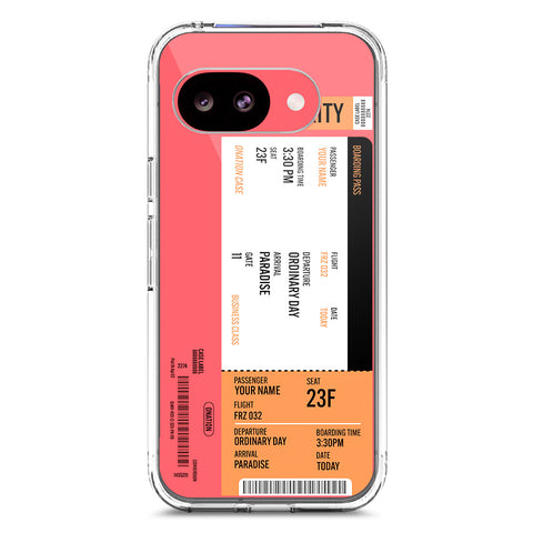Google Pixel 10a Cover - Personalised Boarding Pass Ticket Series - Clear Phone Case - Soft Silicon Borders