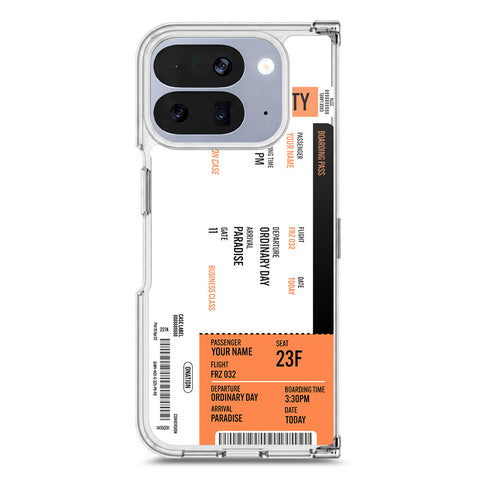 Google Pixel 10 Pro Fold Cover - Personalised Boarding Pass Ticket Series - Clear Phone Case - Soft Silicon Borders