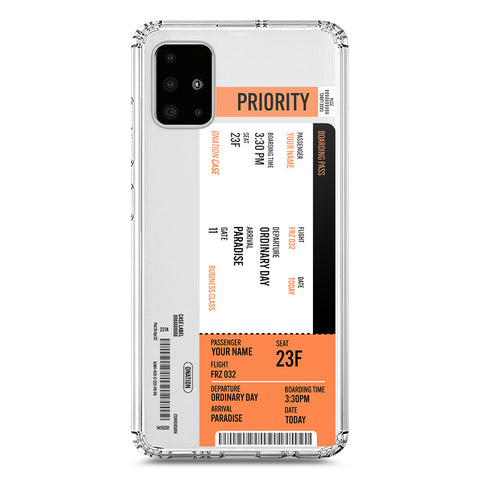 Samsung Galaxy A51 Cover - Personalised Boarding Pass Ticket Series - Clear Phone Case - Soft Silicon Borders