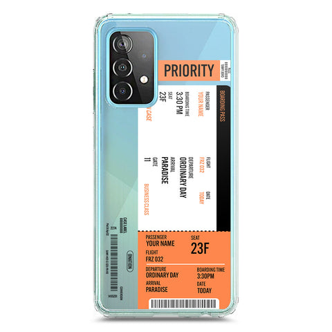 Samsung Galaxy A52 Cover - Personalised Boarding Pass Ticket Series - Clear Phone Case - Soft Silicon Borders