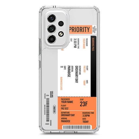 Samsung Galaxy A53 5G Cover - Personalised Boarding Pass Ticket Series - Clear Phone Case - Soft Silicon Borders