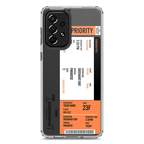Samsung Galaxy A73 5G Cover - Personalised Boarding Pass Ticket Series - Clear Phone Case - Soft Silicon Borders
