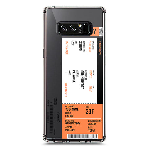 Samsung Galaxy Note 8 Cover - Personalised Boarding Pass Ticket Series - Clear Phone Case - Soft Silicon Borders