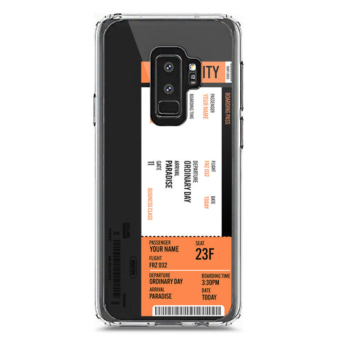 Samsung Galaxy S9 Plus Cover - Personalised Boarding Pass Ticket Series - Clear Phone Case - Soft Silicon Borders