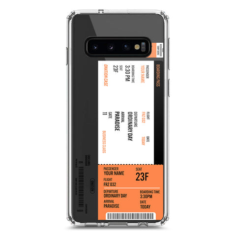 Samsung Galaxy S10 Cover - Personalised Boarding Pass Ticket Series - Clear Phone Case - Soft Silicon Borders
