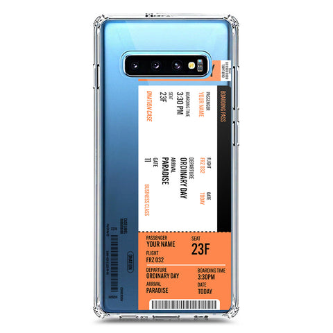 Samsung Galaxy S10 Plus Cover - Personalised Boarding Pass Ticket Series - Clear Phone Case - Soft Silicon Borders
