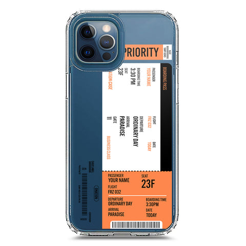 iPhone 12 Pro Max Cover - Personalised Boarding Pass Ticket Series - Clear Phone Case - Soft Silicon Borders